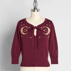 Collectif Charlene Moondance Burgundy Cardigan Sz XL Medium